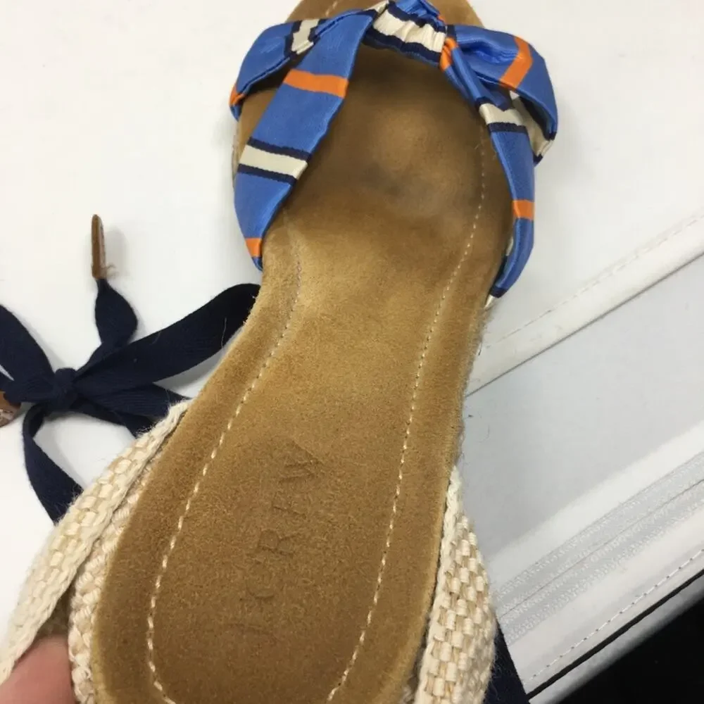 J Crew Blue Stripe Ankle Tie Woven 3